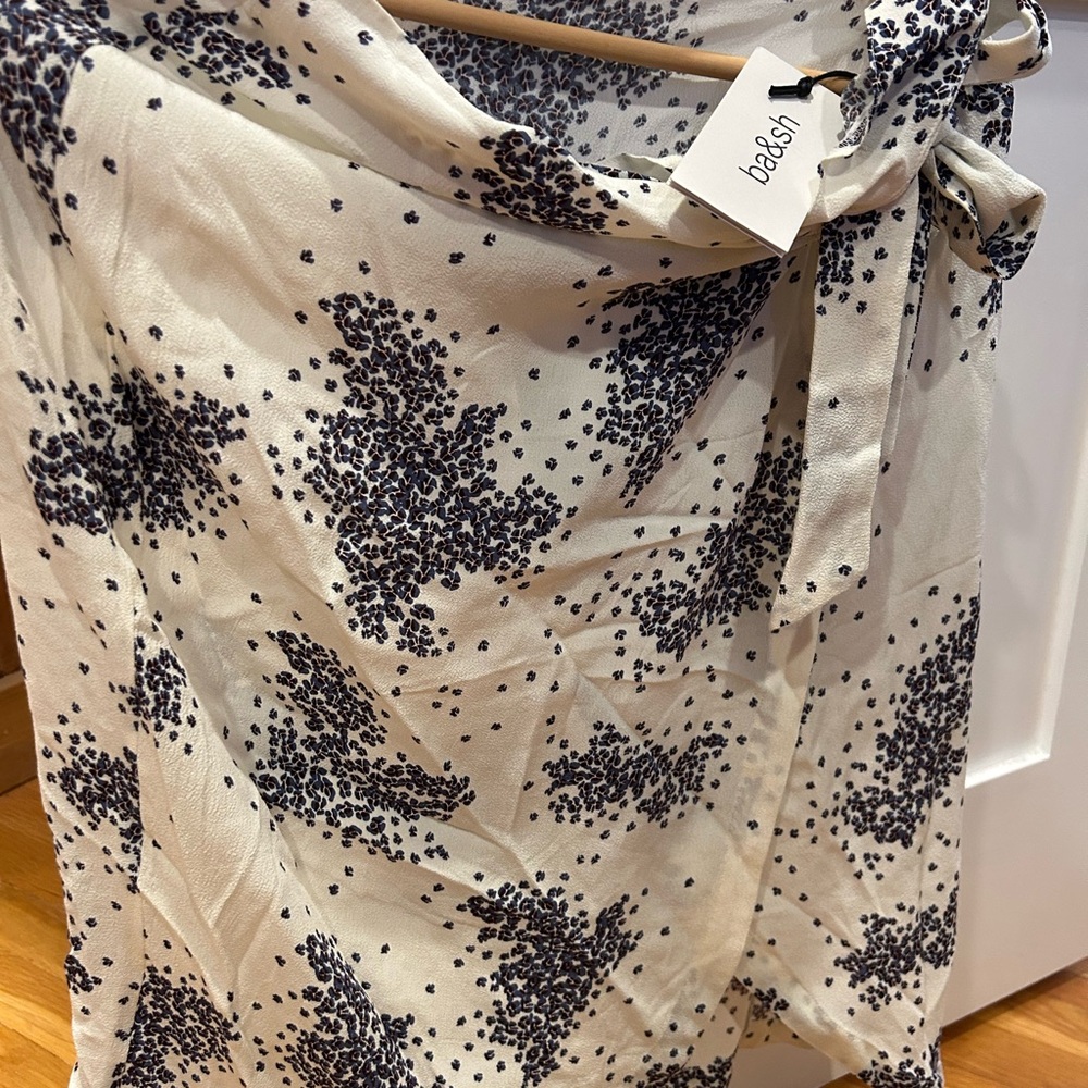 ba&sh Cream and Black Patterned Skirt